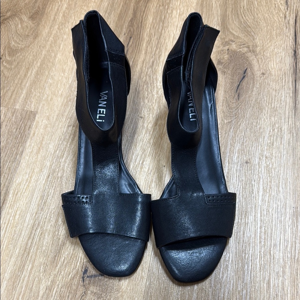 Vaneli Black Open-Toe Heels